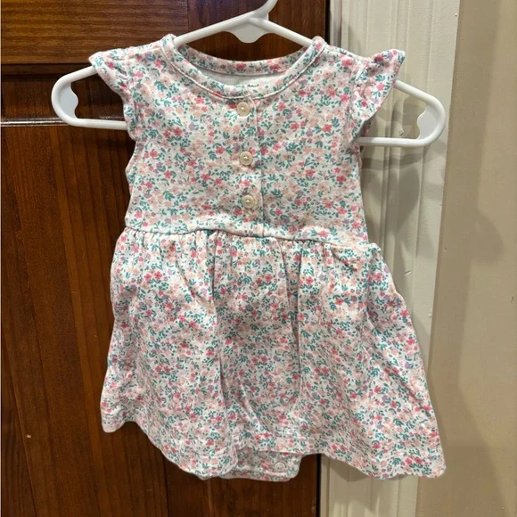 Carter's Pink and Blue Floral Baby Dress with Coordinating Sweater (Size: 6 mo) - Picture 4 of 10